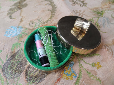 LOVELY Vintage NAPIER Sewing Kit Box,Gold Tone Metal Box,Round Thimble – A  Vintage shop